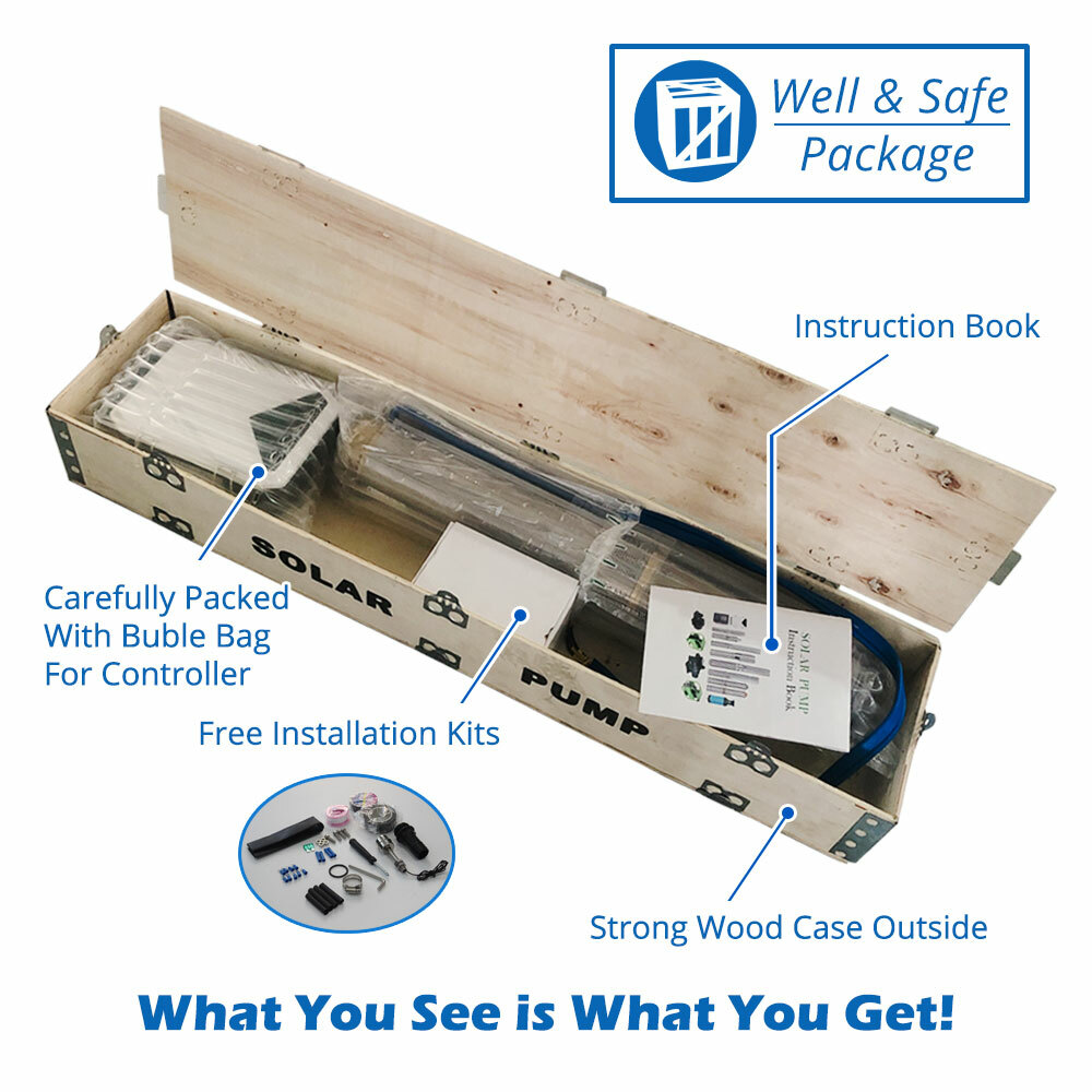 [US Stock] 3" DC/AC Hybrid Solar Water Bore Well Pump 72V 1100W Submersible 180m