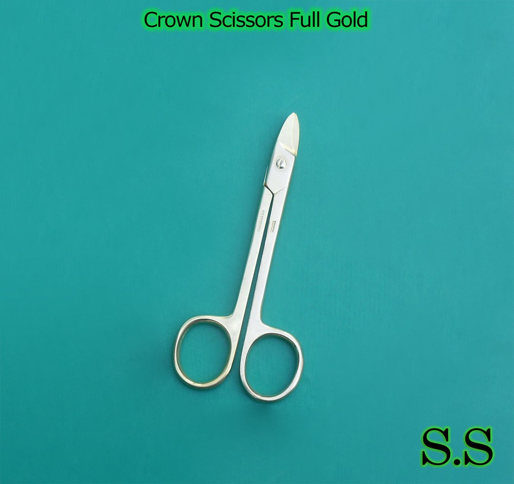 CROWN Scissors Straight 4.5" Full Gold Surgical Instruments