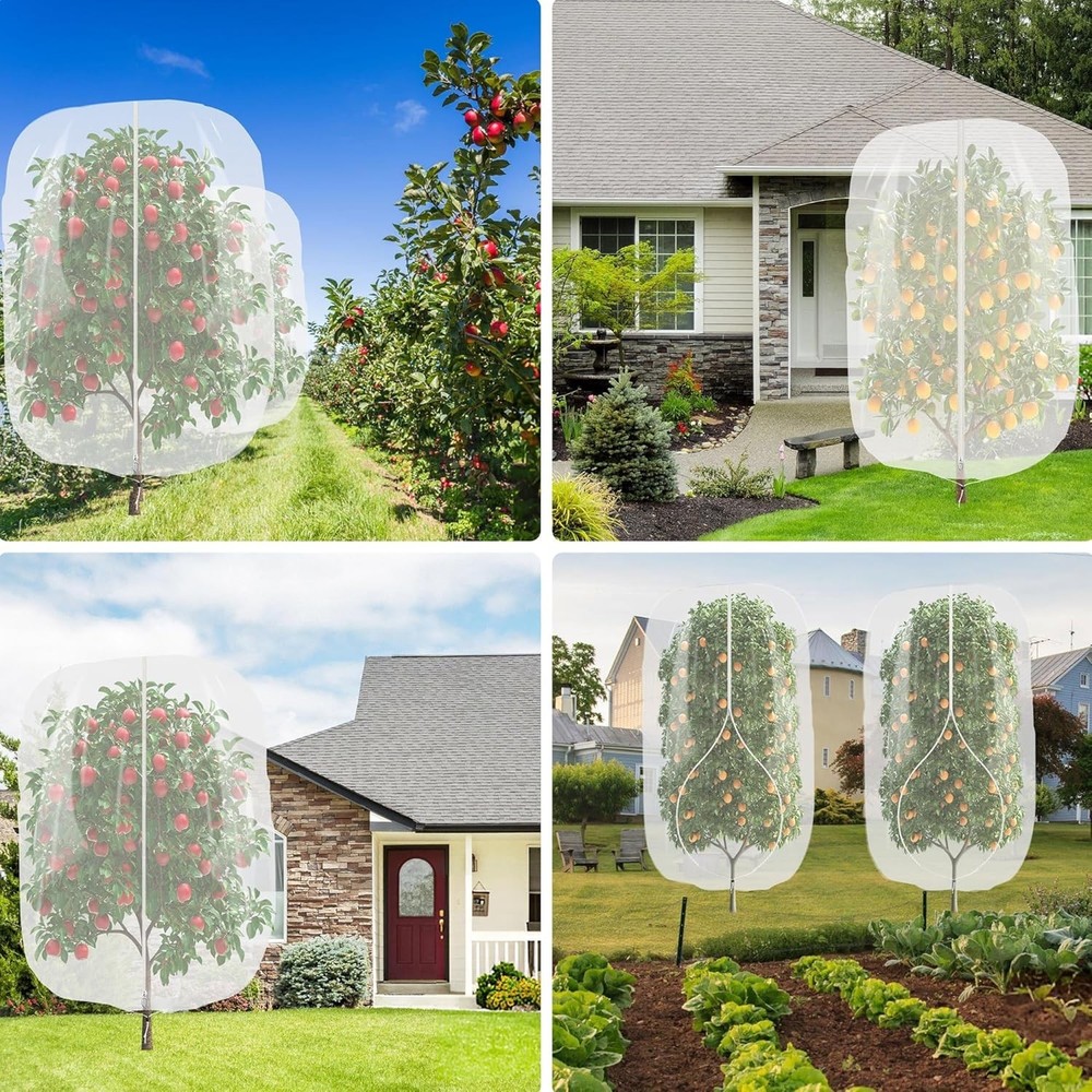 Breathable 3pk Fruit Tree Netting with Adjustable Drawstring - Protects Berries