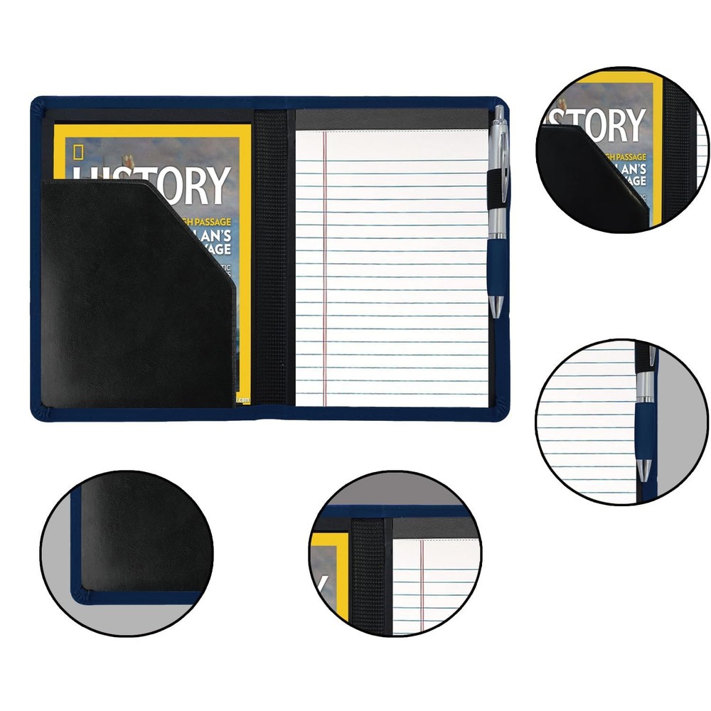 Gorbado Mini Padfolio/Junior Portfolio Folder Case, Business A5 Navy Blue