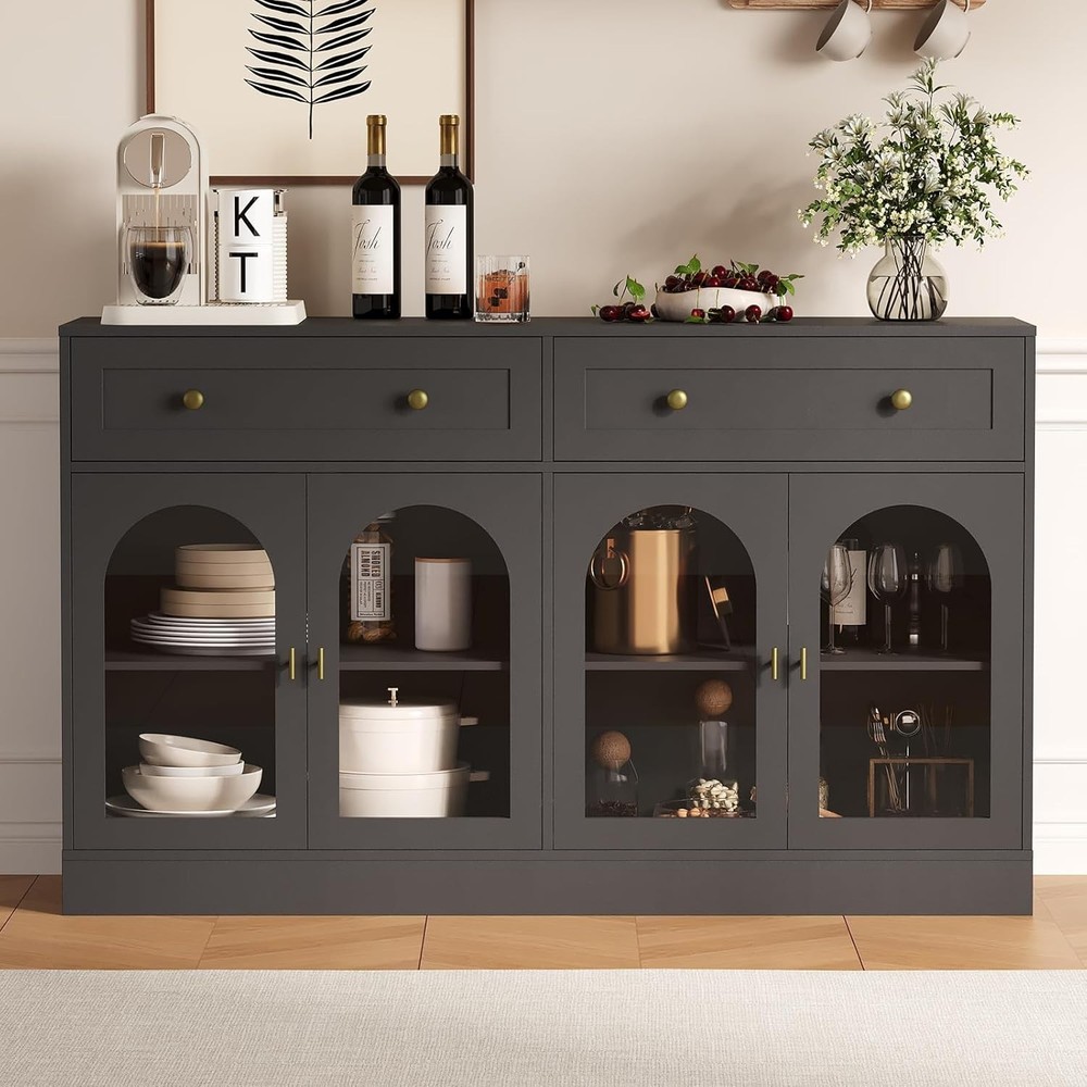 Modern 55" Sideboard Buffet Cabinet – Doors, Storage Drawers, Adjustable Shelves