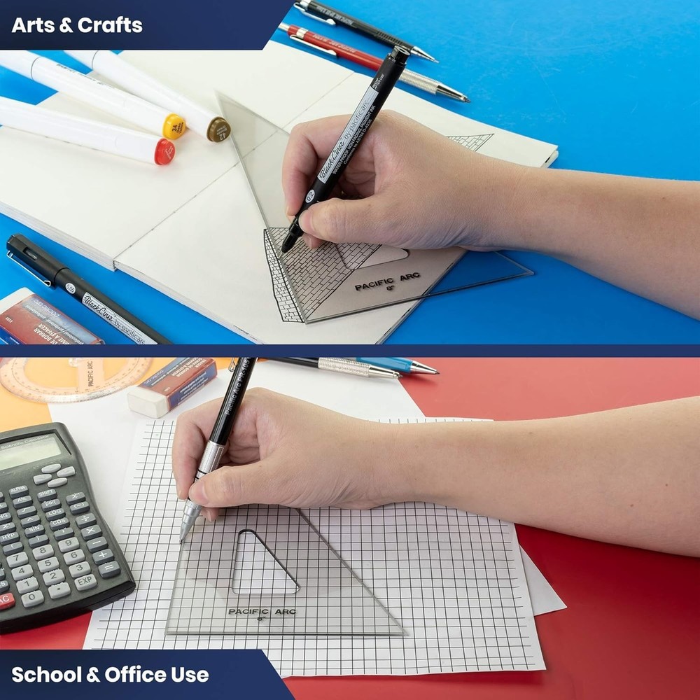 Drafting Triangle, 18-inch, 30/60/90 Degrees, w/Inking Edge, Topaz