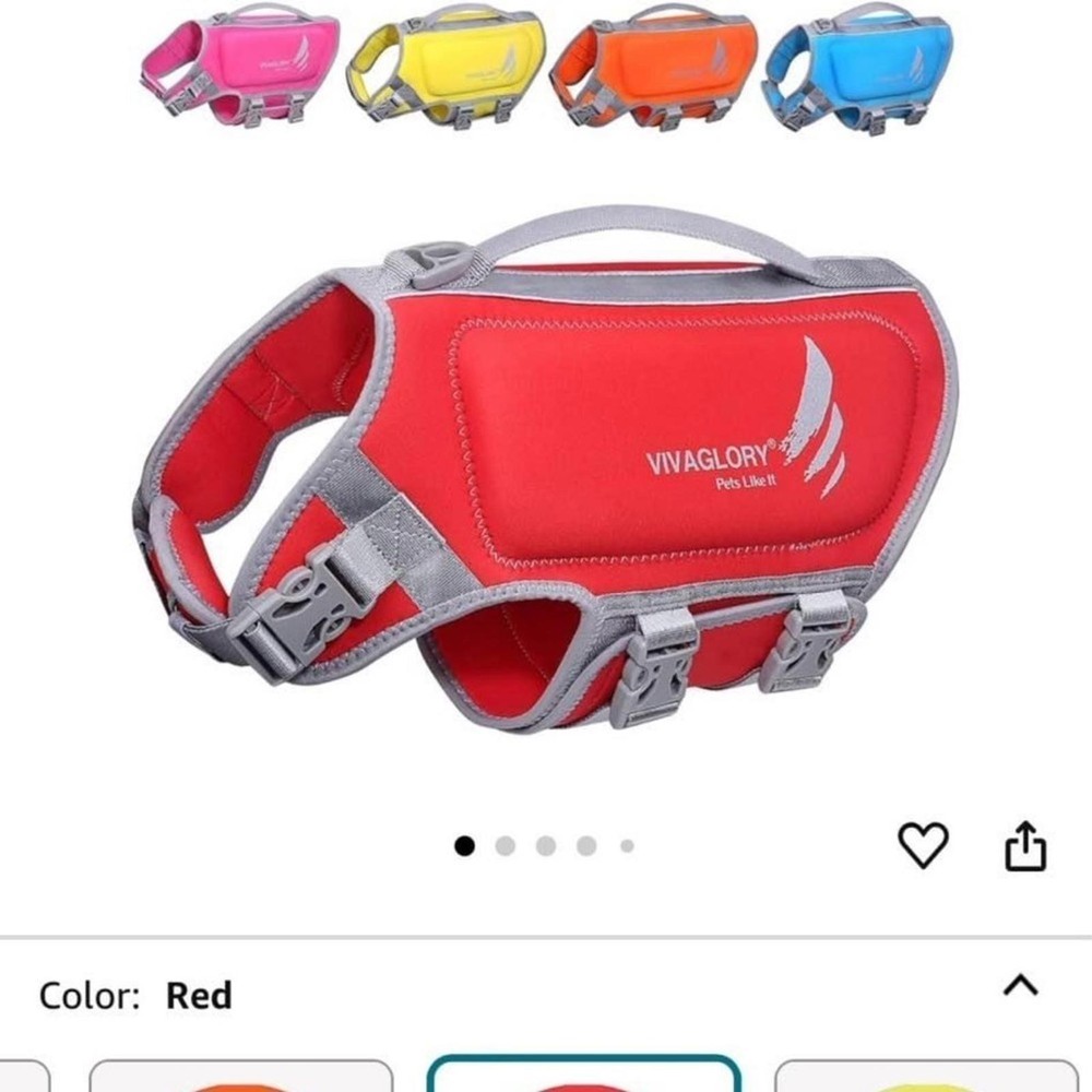 VIVA GLORY LIFE JACKET Small DOG MEDIUM RED NEOPRENE