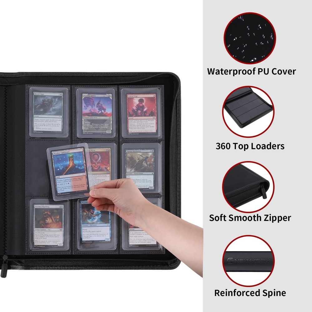 Snekdy Top loader Binder, 9 Pockets Top Loader，Holds 360 Top Loaders card