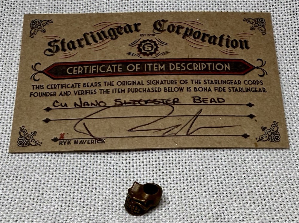 STARLINGEAR NANO SLICKSTER BEAD, COPPER w/ Certificate Card, Monkey Edge