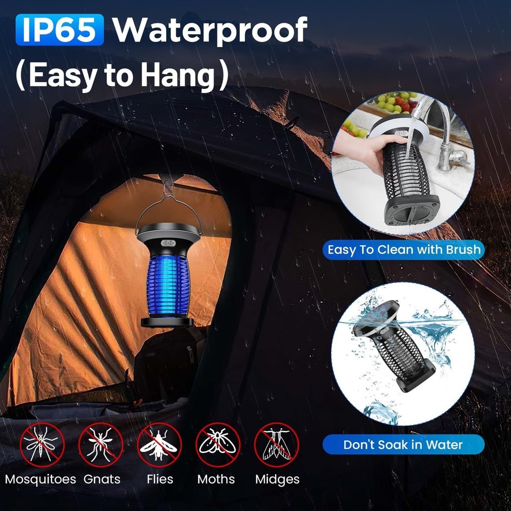 Solar Bug Zapper Mosquitoes Zapper Fly Zapper with Panel Sensor& LED Night Light