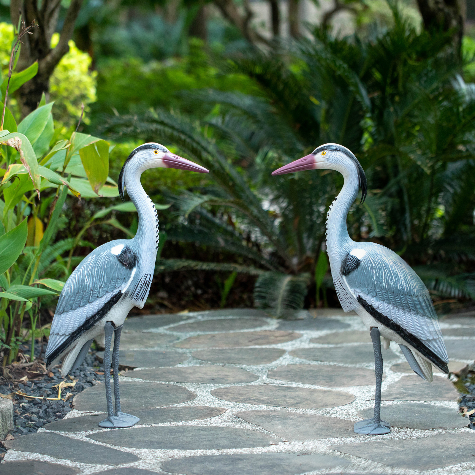 30-inch Heron Decoy - Standing Crane Sculpture, Outdoor Bird Art for Yard, Lawn