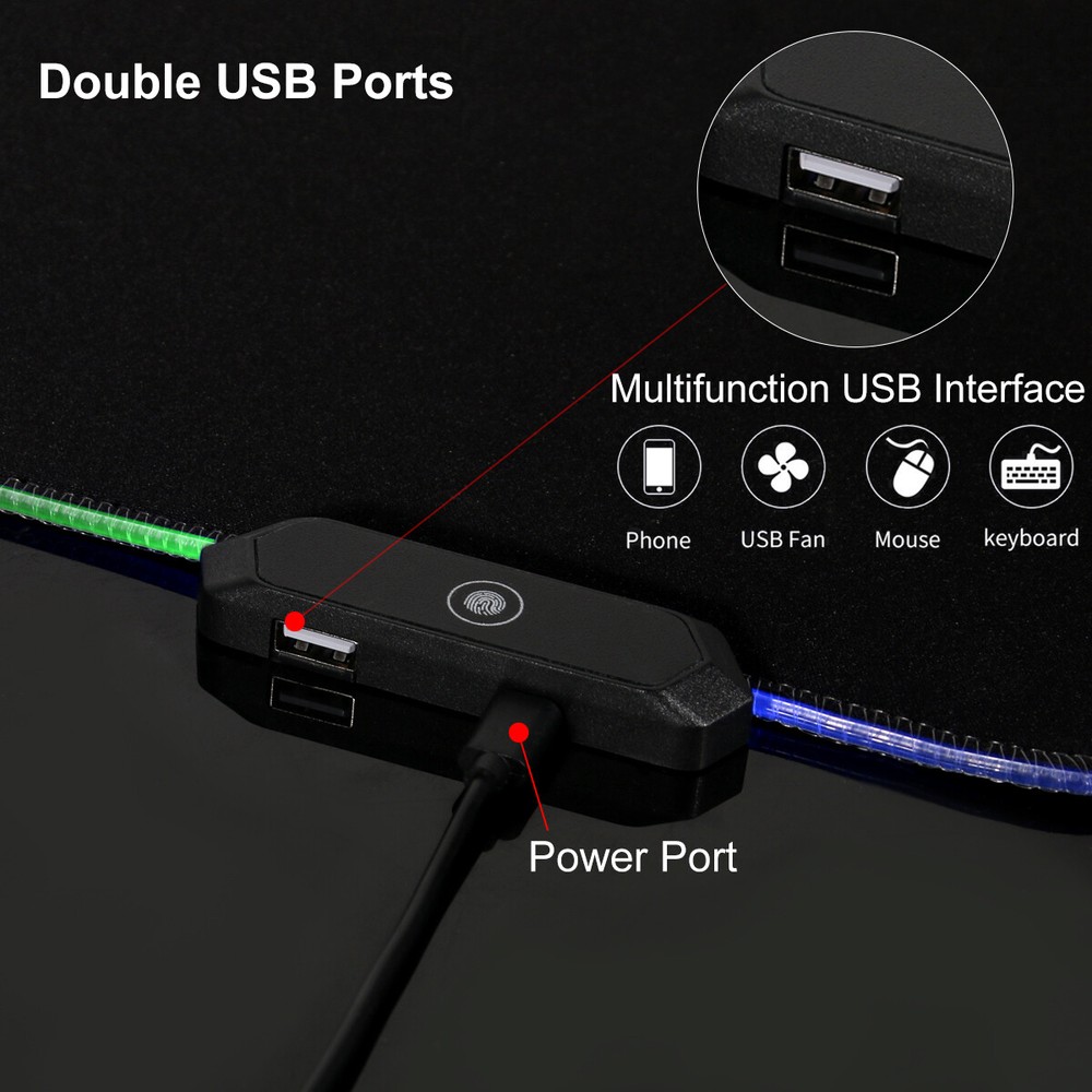 Gaming Mouse Pad RGB LED Light Computer Keyboard Mouse Mat 8 Colors Large Size