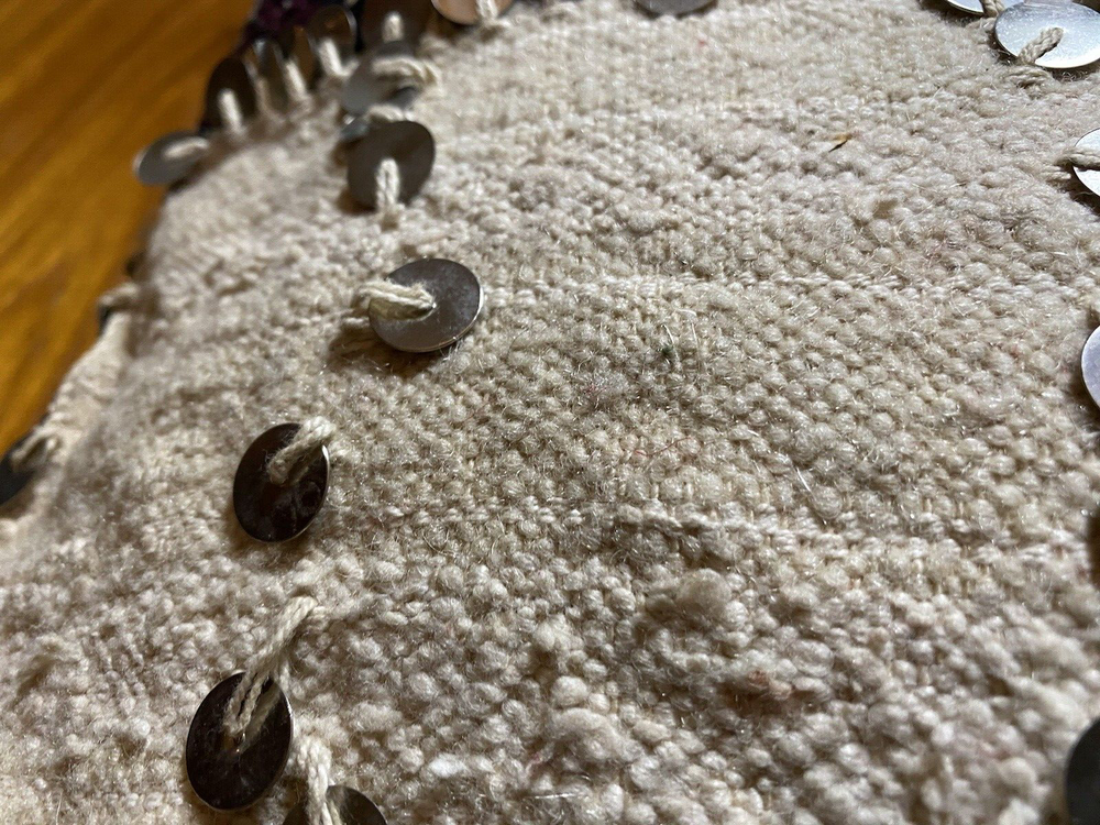 Moroccan Vintage Handmade Pillow Berber Wedding Blanket Sequins