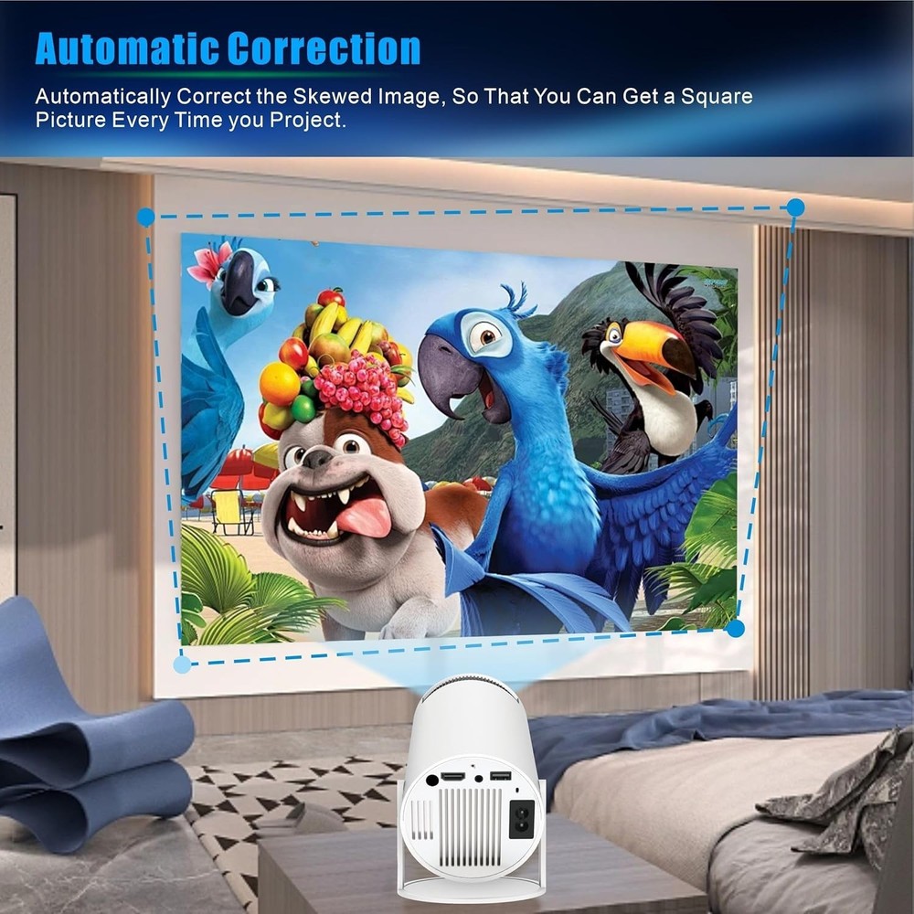 Lightweight 4K Mini Projector with 180° Rotation & Auto Keystone Correction