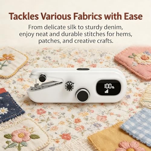 Handheld Sewing Machine, Portable Mini Sewing Machine for Beginners & WHITE