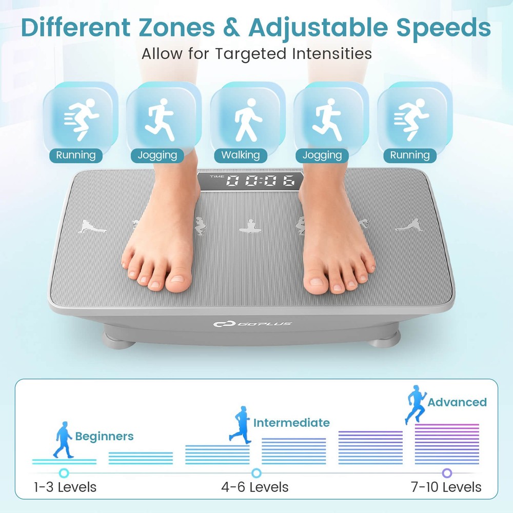 Vibration Plate Exercise Machine w/ Gravity Sensor, Remote Control, Bluetooth