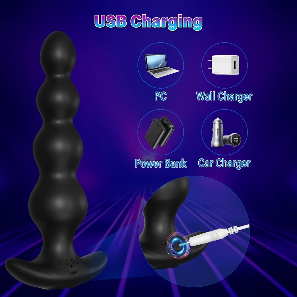 Silicone Prostate Massager with 9 Vibrating Modes USB Rechargeable Waterproof