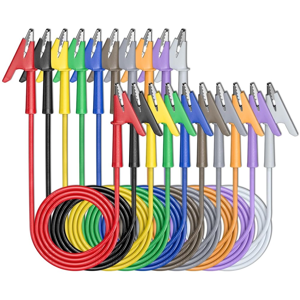 Versatile Electrical Testing Kit: 10PCS Alligator Clips in 10 Colors, 3.3ft Long
