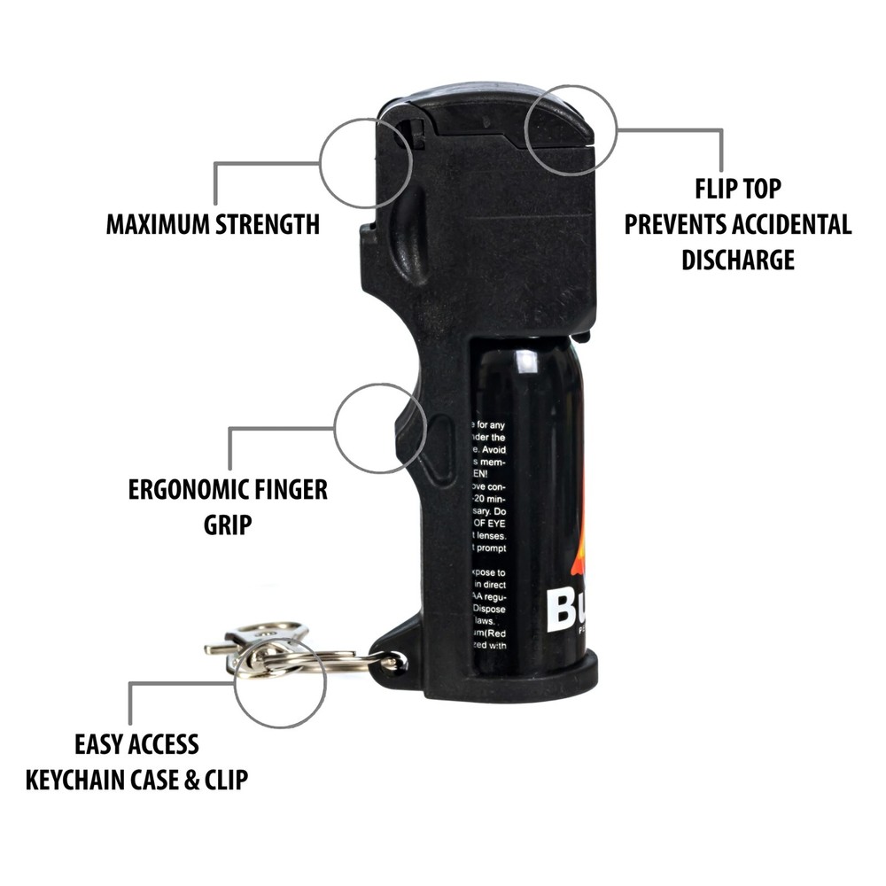 3 Pack BURN Pepper Spray Self Defense 1/2oz Flip Top Security Keychain Black
