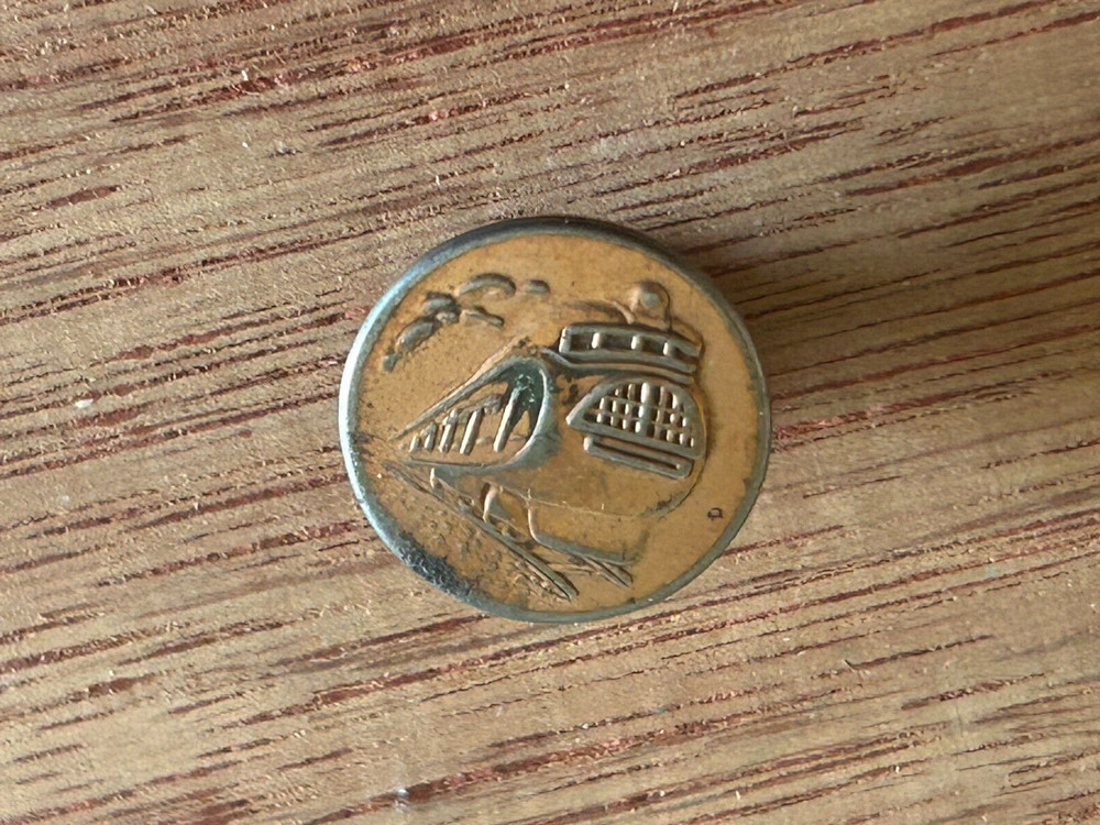 Train Engine Picture Button Stud Rivet Vtg Jeans Overalls Uniform Advertising