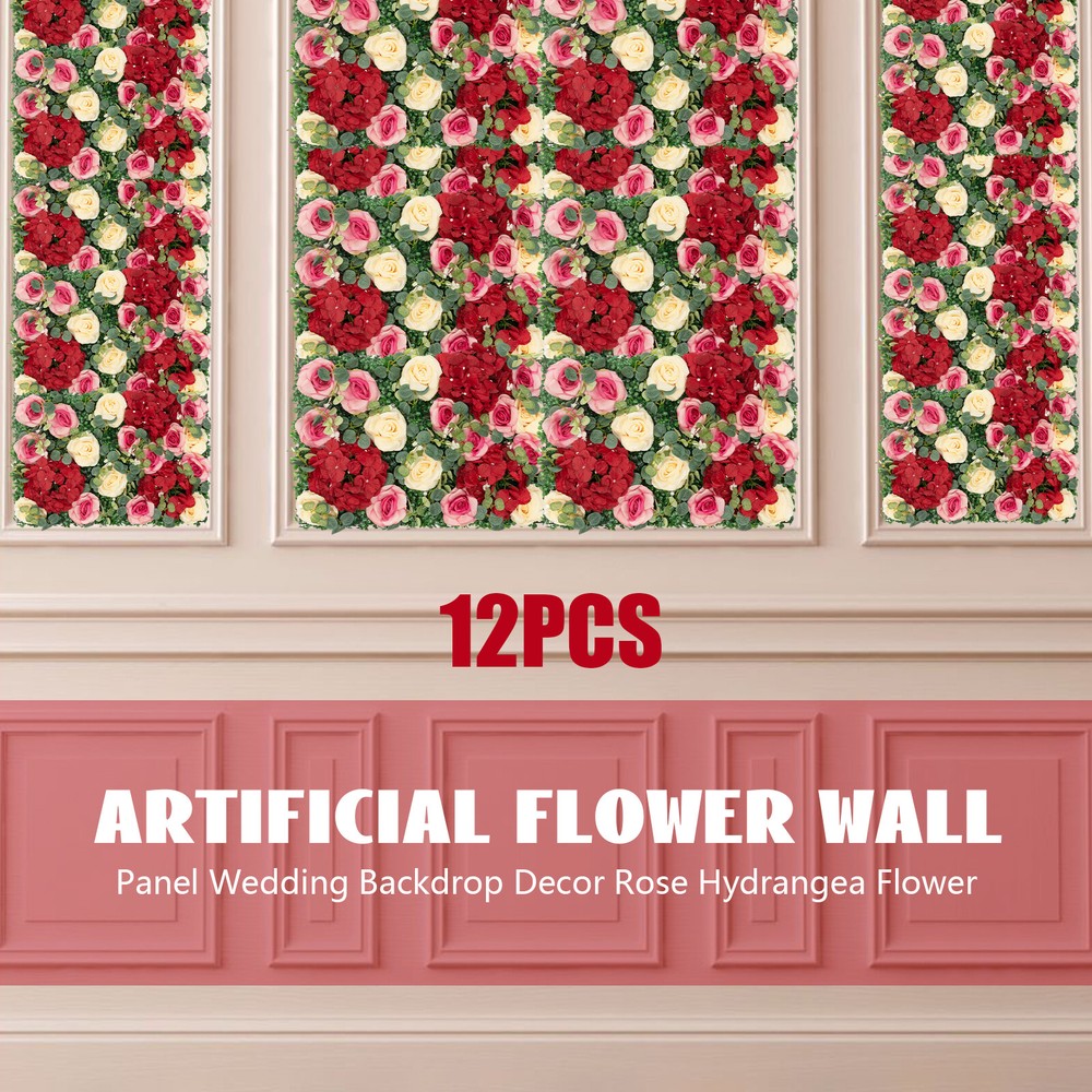 12* Rectangular Flower Walls Silk&Plastic Flower Wall Backdrop Artificial Decor