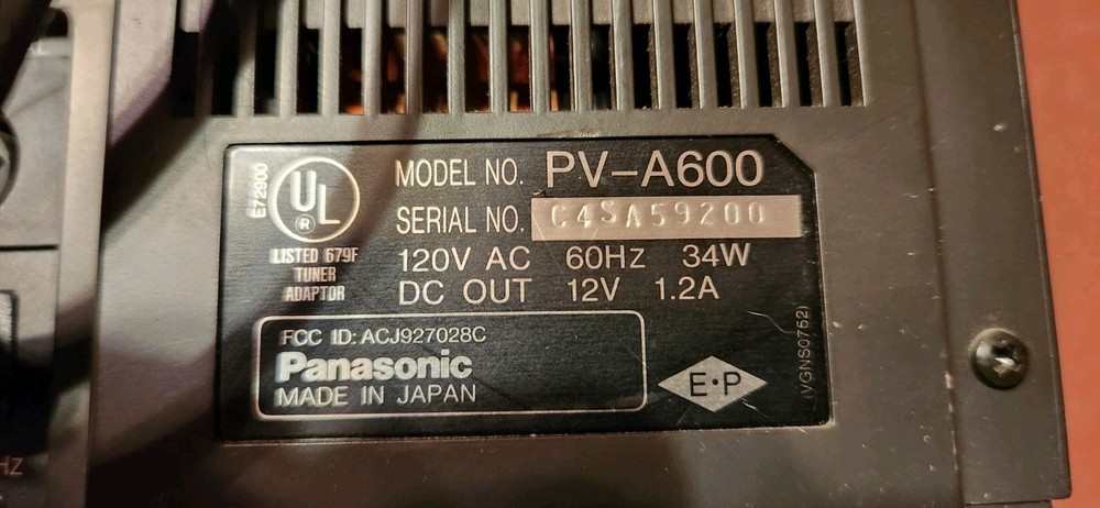 1983 Panasonic Programmable Tuner/Timer. Untested