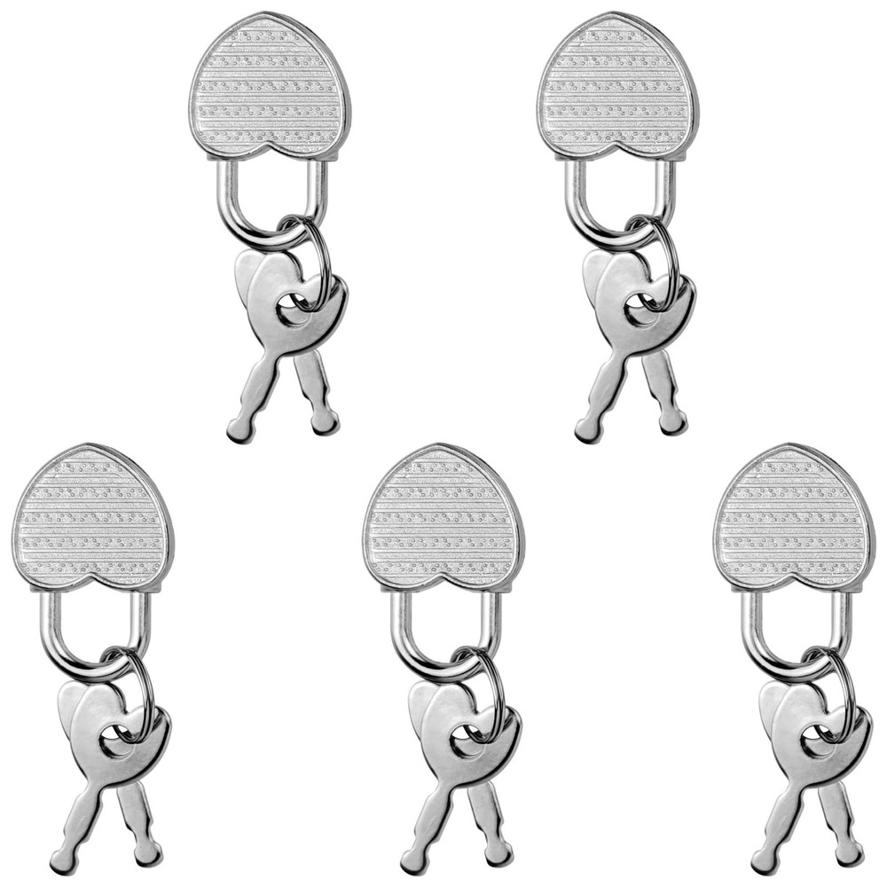 5 Pack Mini Diary Padlock, Small Locks with Keys, Tiny Luggage Silver