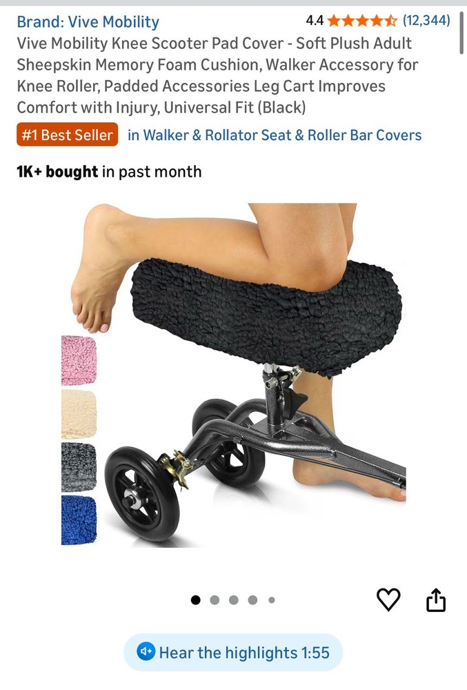 Knee Scooter W Plush Cushion Additional Knee Pad