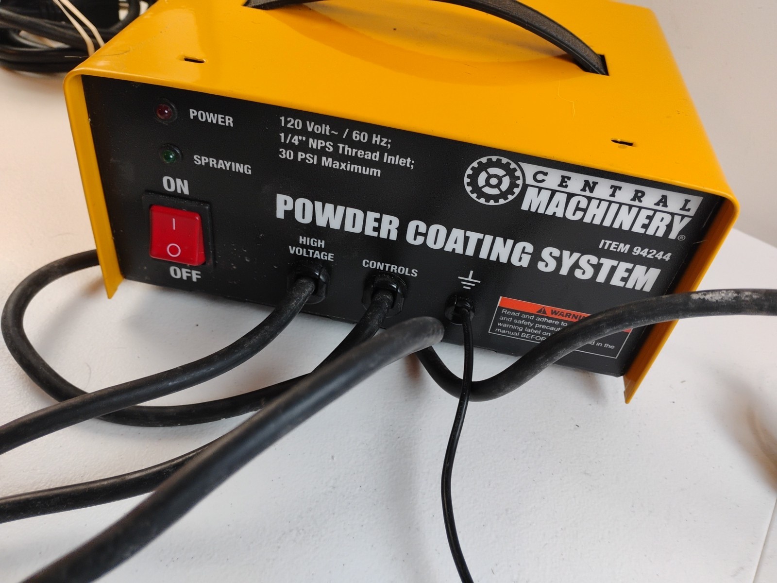 Central Machinery Powder Coating Syst Electrostatic Paint Gun 10-30PSI 94244