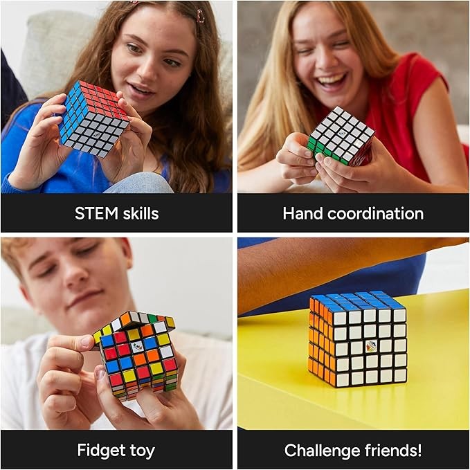 Rubik's Cube, The Original 5x5 Cube, Problem-Solving Brain Teaser, Color-Matchin