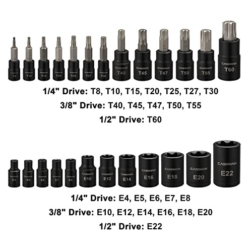 25 Piece Torx Bit Socket and External Socket Set, 13 25Piece (T8-T60 & E4-E22)