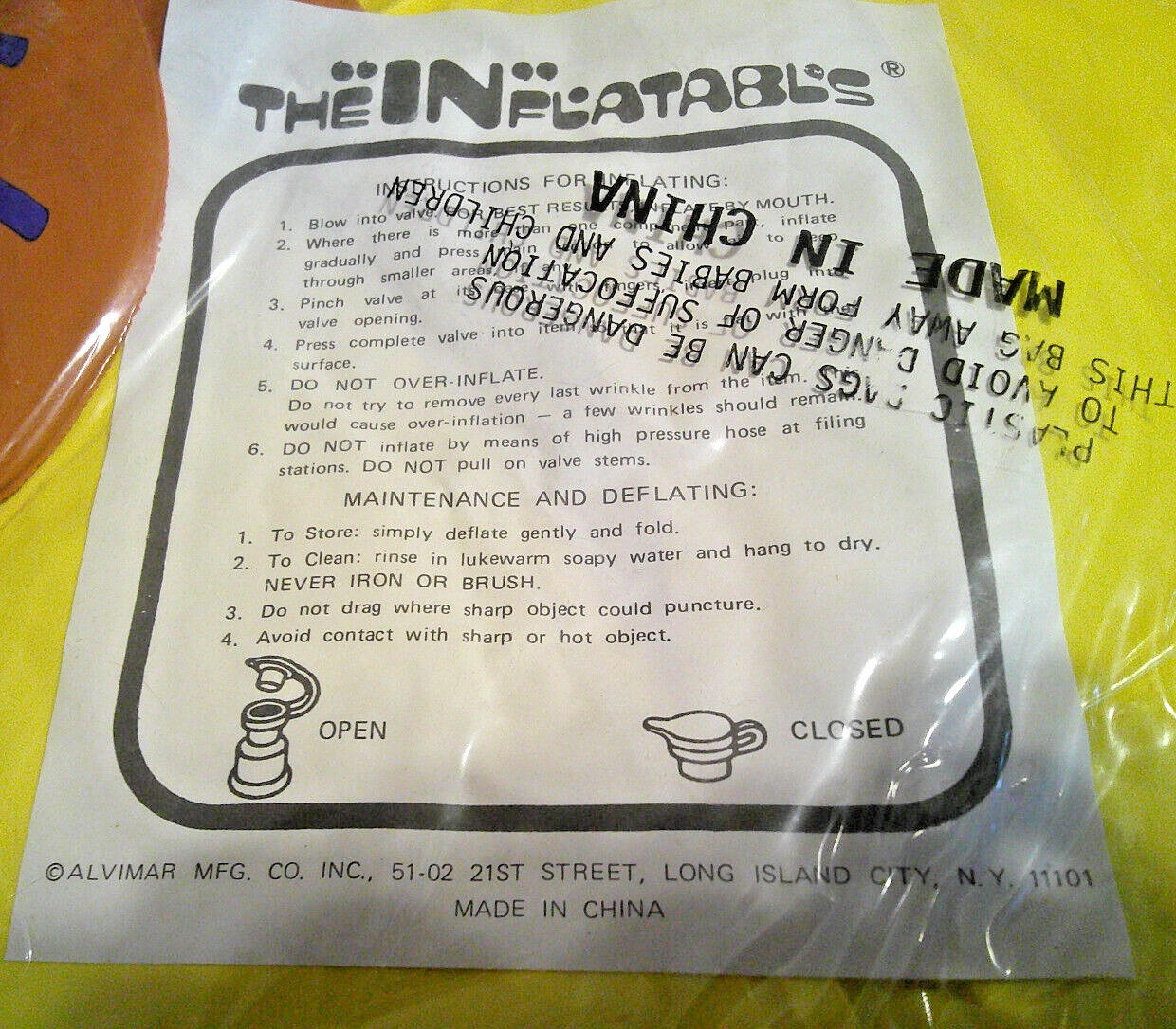 Vintage Quicky Bunny Face Rabbit blow up inflatable sealed never opened 11 x 14