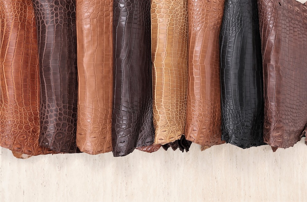 Crocodile Leather Suede Brandy