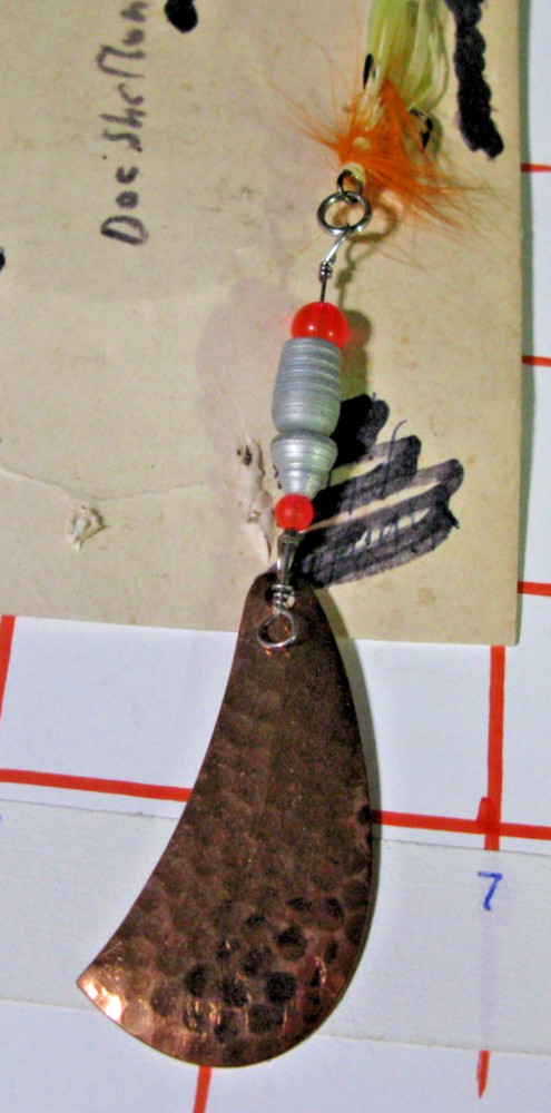 2X VHTF Hinton, "Doc Shelton" 2" Hammered Copper Casting/Trolling Lures - NOS