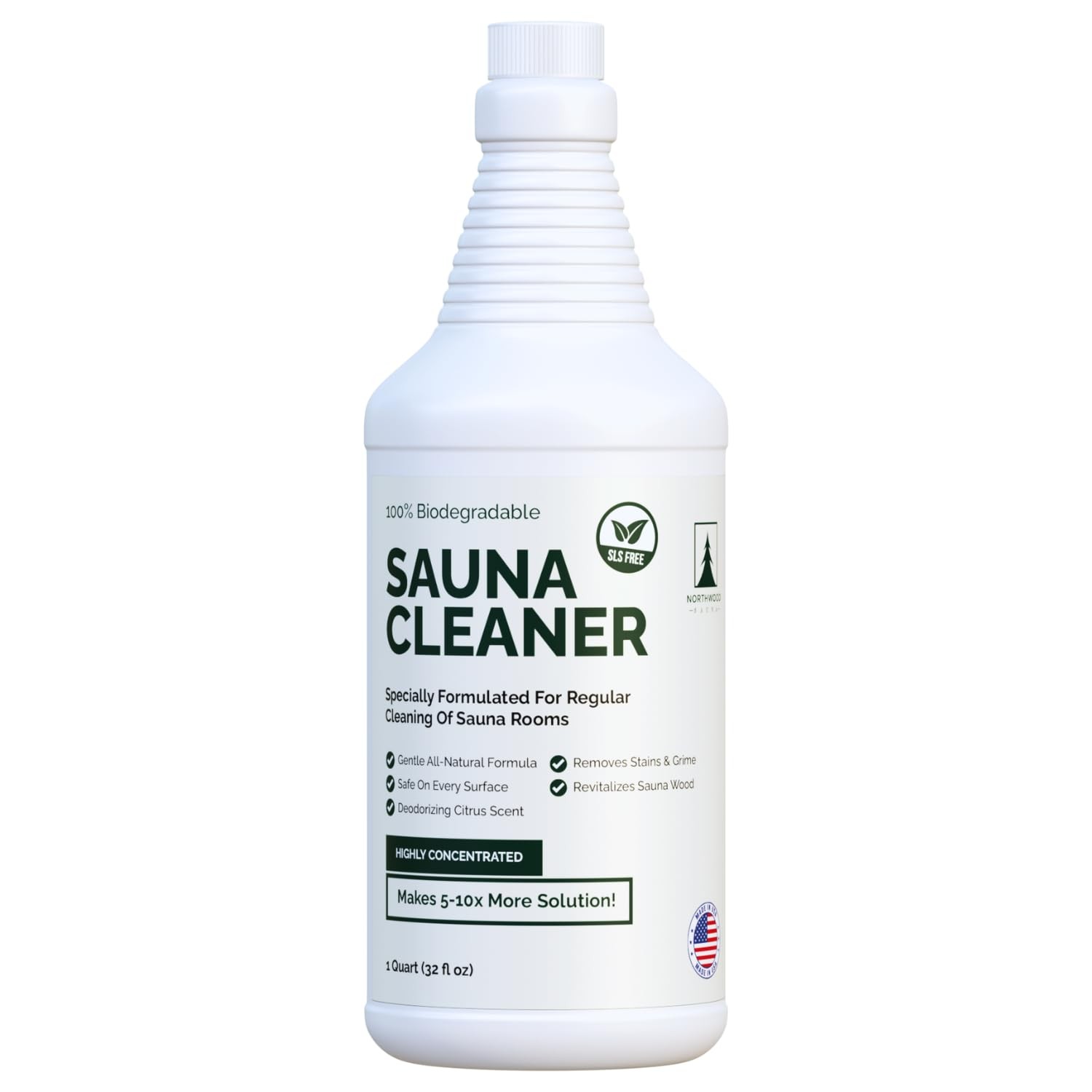 Northwood Sauna Cleaner - Natural Wood Cleaner & Deodorizer - Makes 10x Conc.