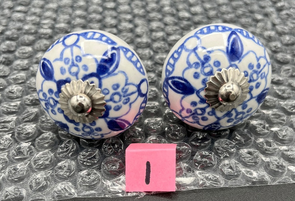 Vintage Blue White Ceramic Drawer Knobs Hand Painted Cabinet Pulls Pick & Choose