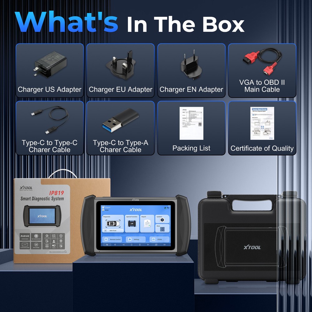 XTOOL IP819 Car Bidirectional Scanner Full System Diagnostic Tool ECU Coding 39+