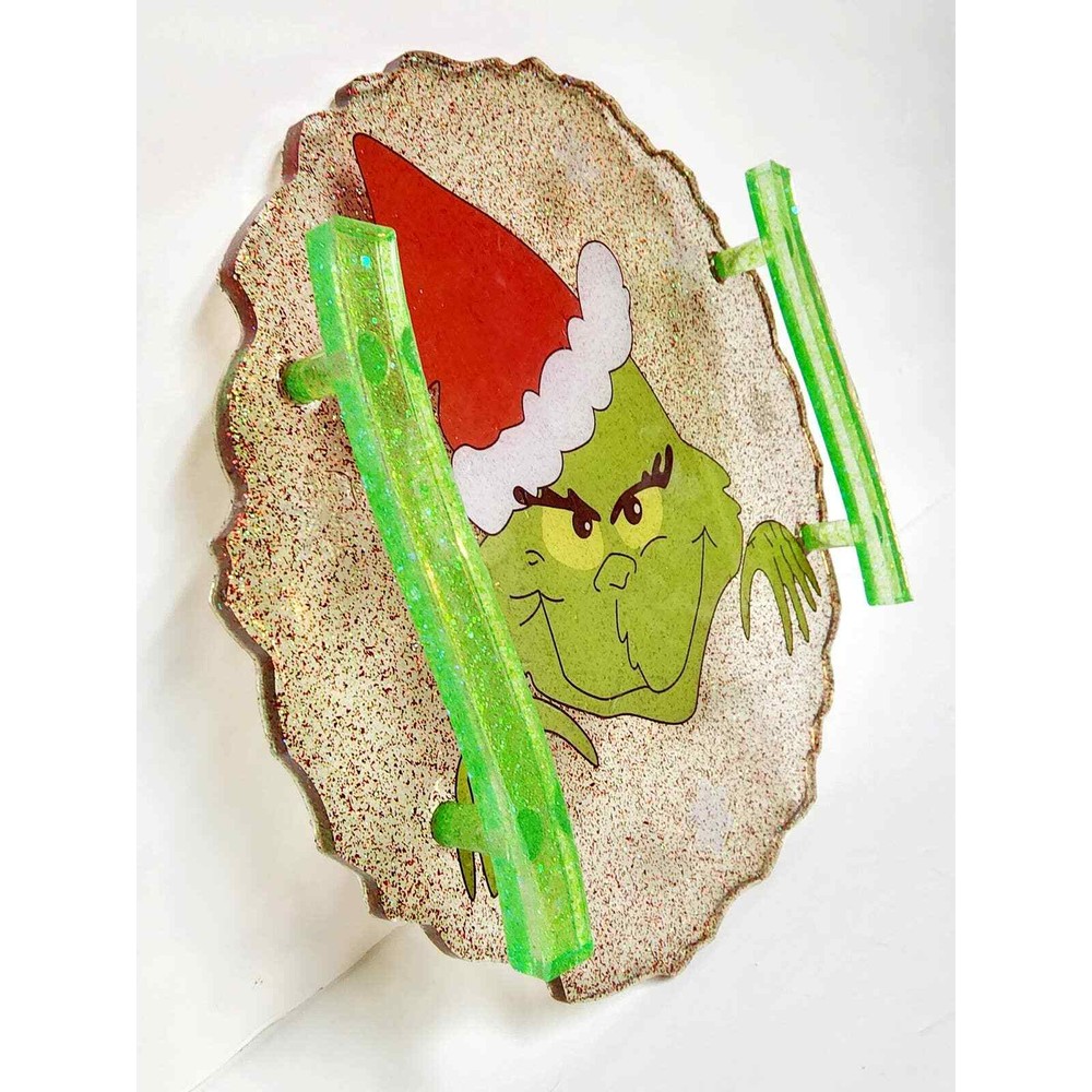 Whimsical Grinch Resin Serving Tray Handmade