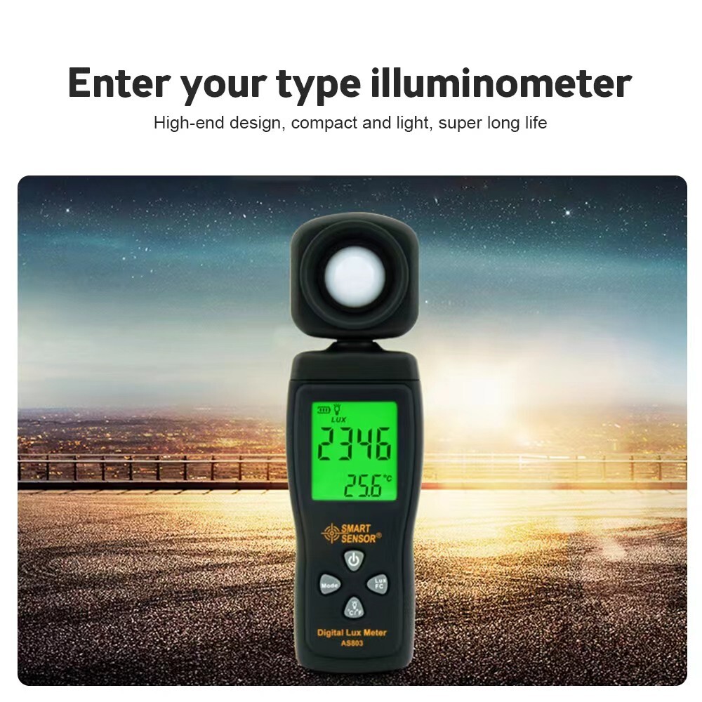 SMART SENSOR Digital Light Meter Luxmeter LCD Handheld UV Radiometer Photometer
