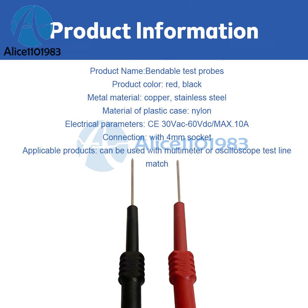 2 Pieces Multimeter Voltmeter Cable Needle Tester Unique Probe Test Lead Cord