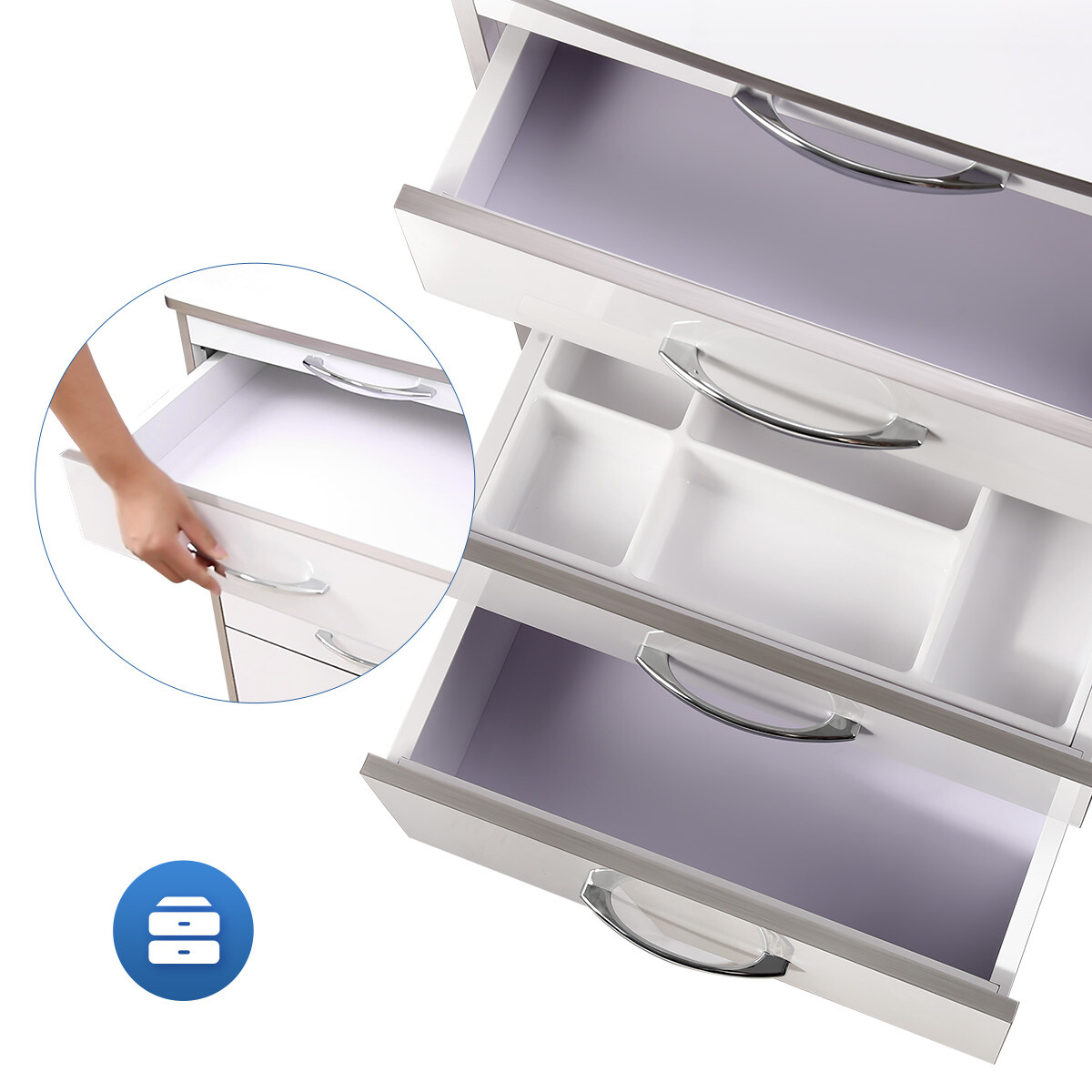 Carro Trolley Dental Móvil Médico con 3/4/5 Cajones Ruedas 360° Gabinete Rodante