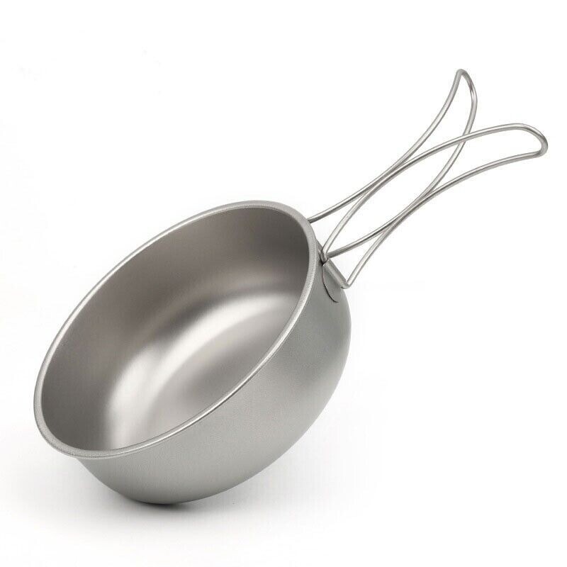 Pure Titanium Foldable Bowl Frying Pan 700ml Ultralight Flatware Tableware