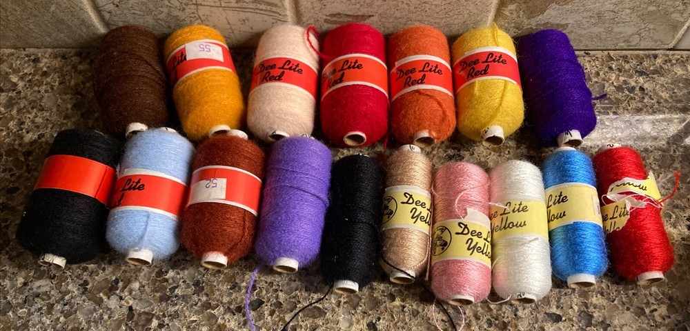 DEE LITE Red Label Punch Needle Thread  Spools All Different Colors.