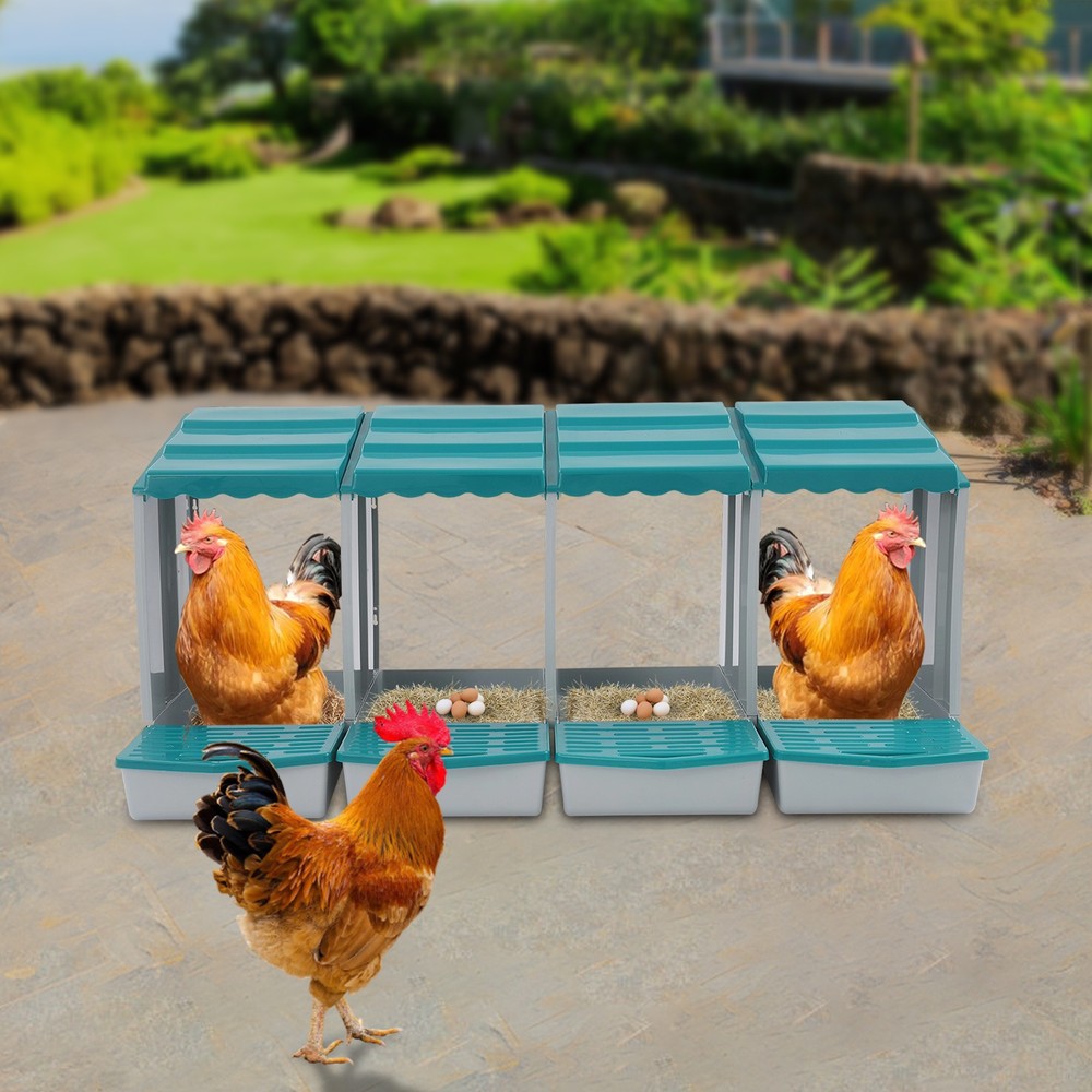 4-Compartment Chicken Nesting Box, Chicken Laying Box with Egg Collection