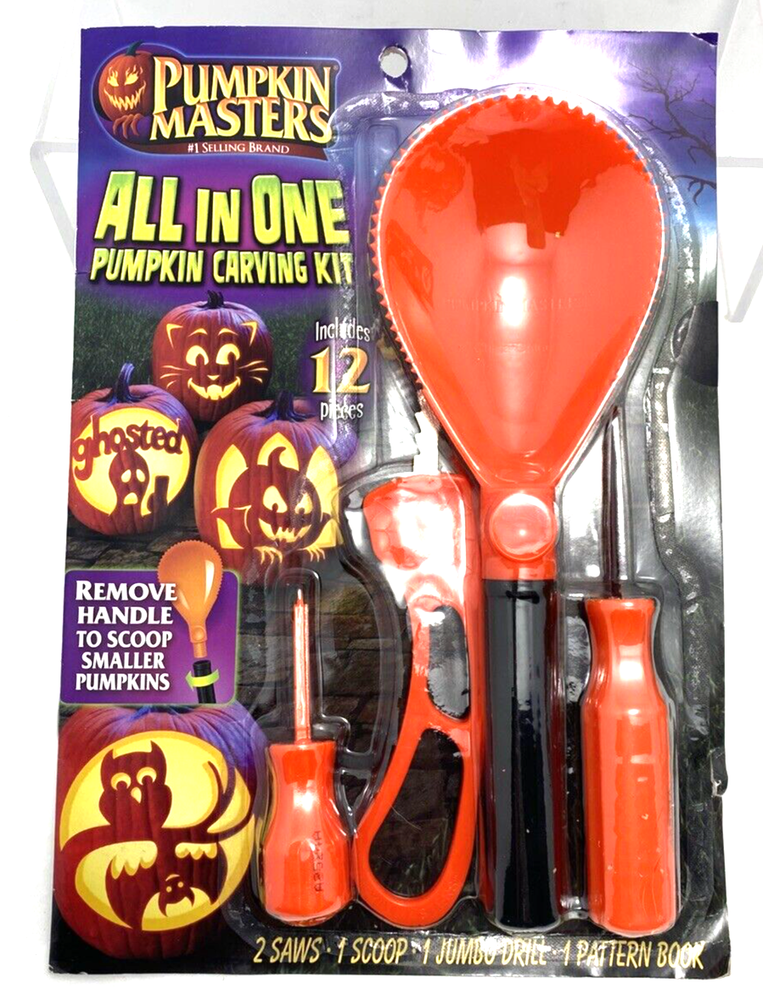 Pumpkin Masters All-in-One Pumpkin Carving Kit Tools & Book (8 Patterns) B*J