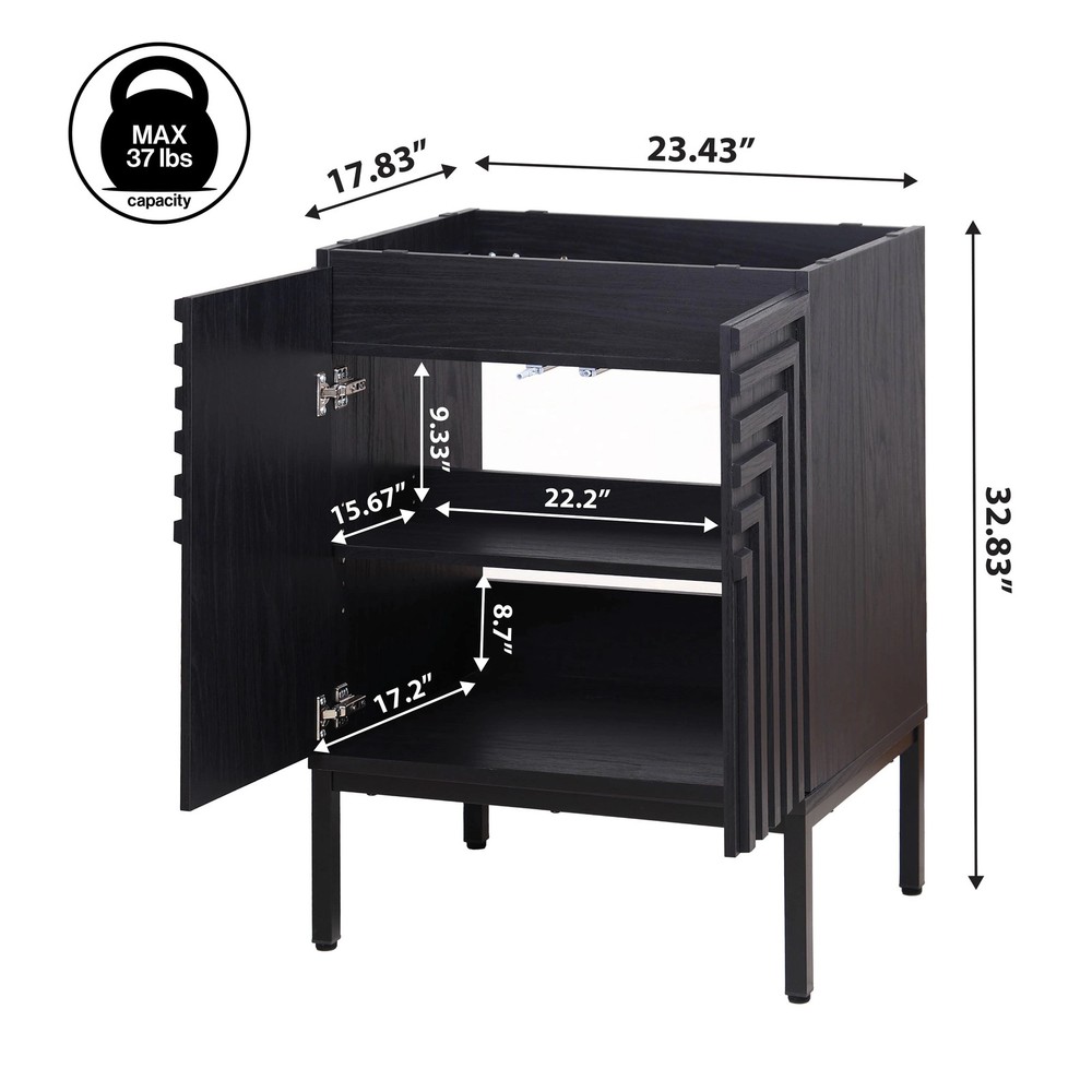 Rowan Geometric Modern Transitional 2-Shelf Bath Vanity Cabinet Only (Sink...