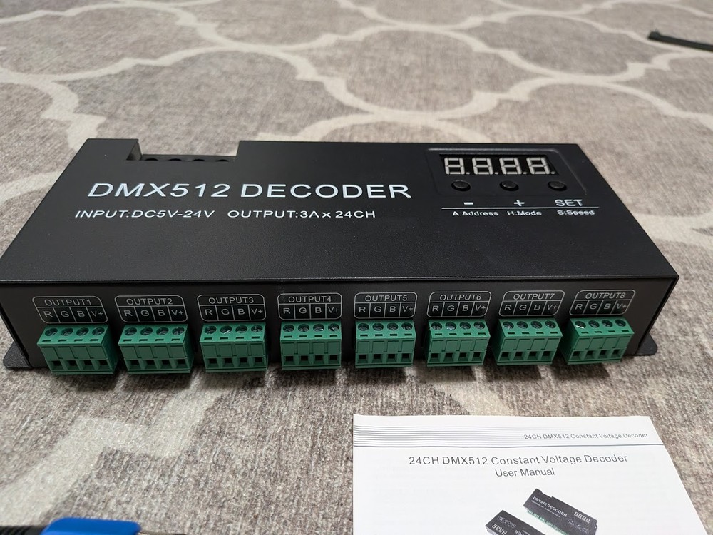 DMX512 Decoder 24 channel with Digital Display DC5V-24V RGB LED strip controller