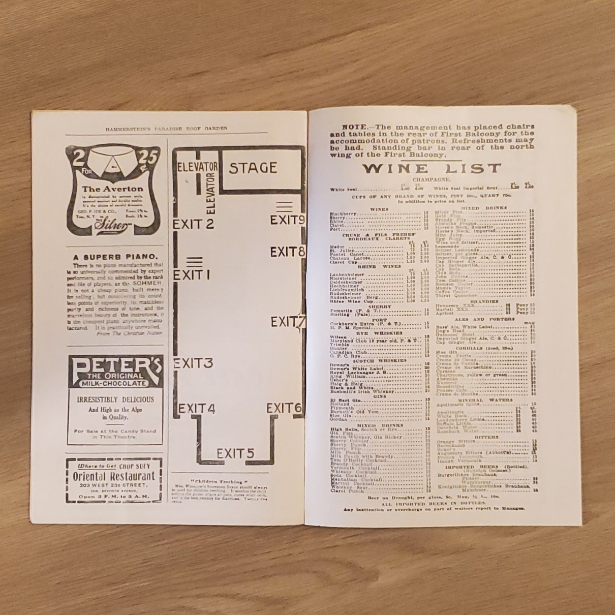 2210----1906 Hammerstein's Paradise Roof Garden Theatre NYC program