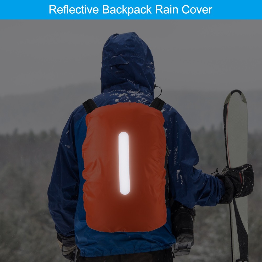 40-50L Waterproof Backpack Rain Cover 2 Pack with Vertical Strap M Orange