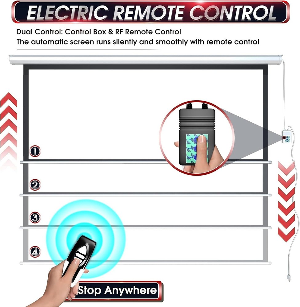 Electric 16:9 Projector Screen - Remote Control Included