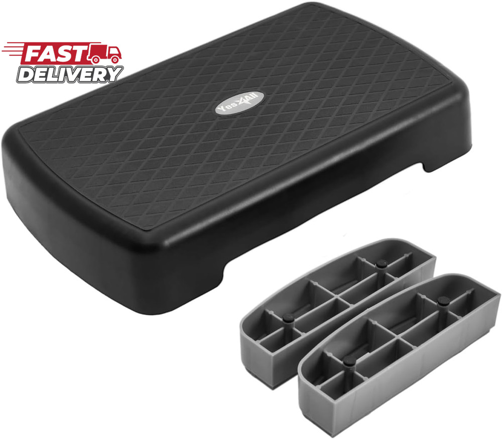 Yes4All Aerobic Exercise Step Platform, Exercise Stepper with Risers for Cardio