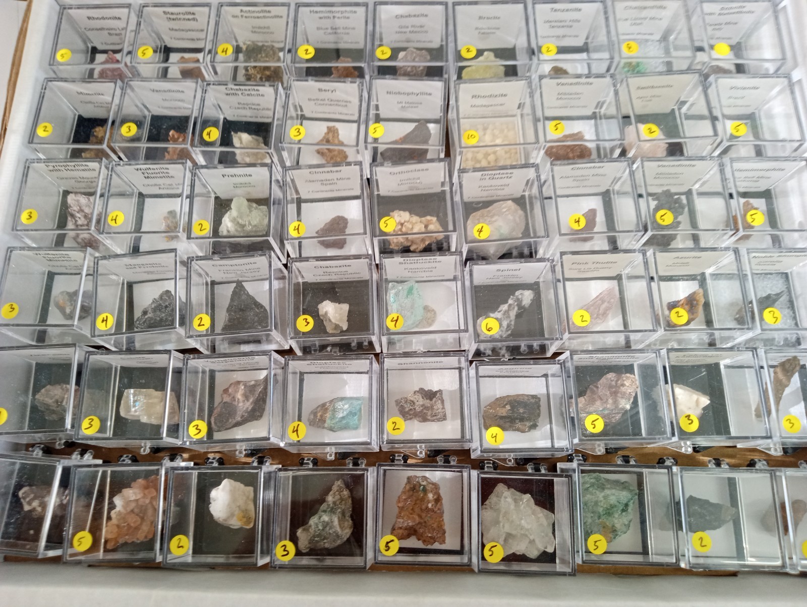 54 Piece Wholesale Thumbnail Flats of Different Mineral Specimens