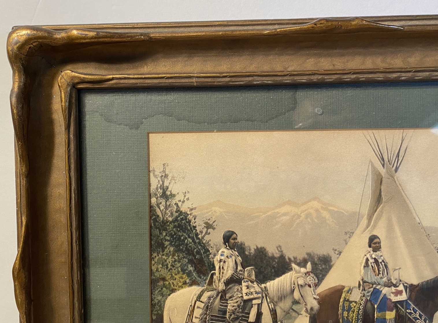 Hand Tinted Native American Photograph- Arts and Crafts Frame: Circa 1900s