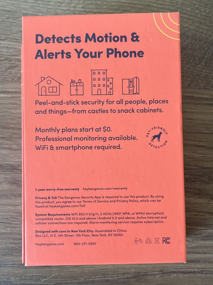 Kangaroo Motion Sensor Home Security System, New In Open Box, Unused